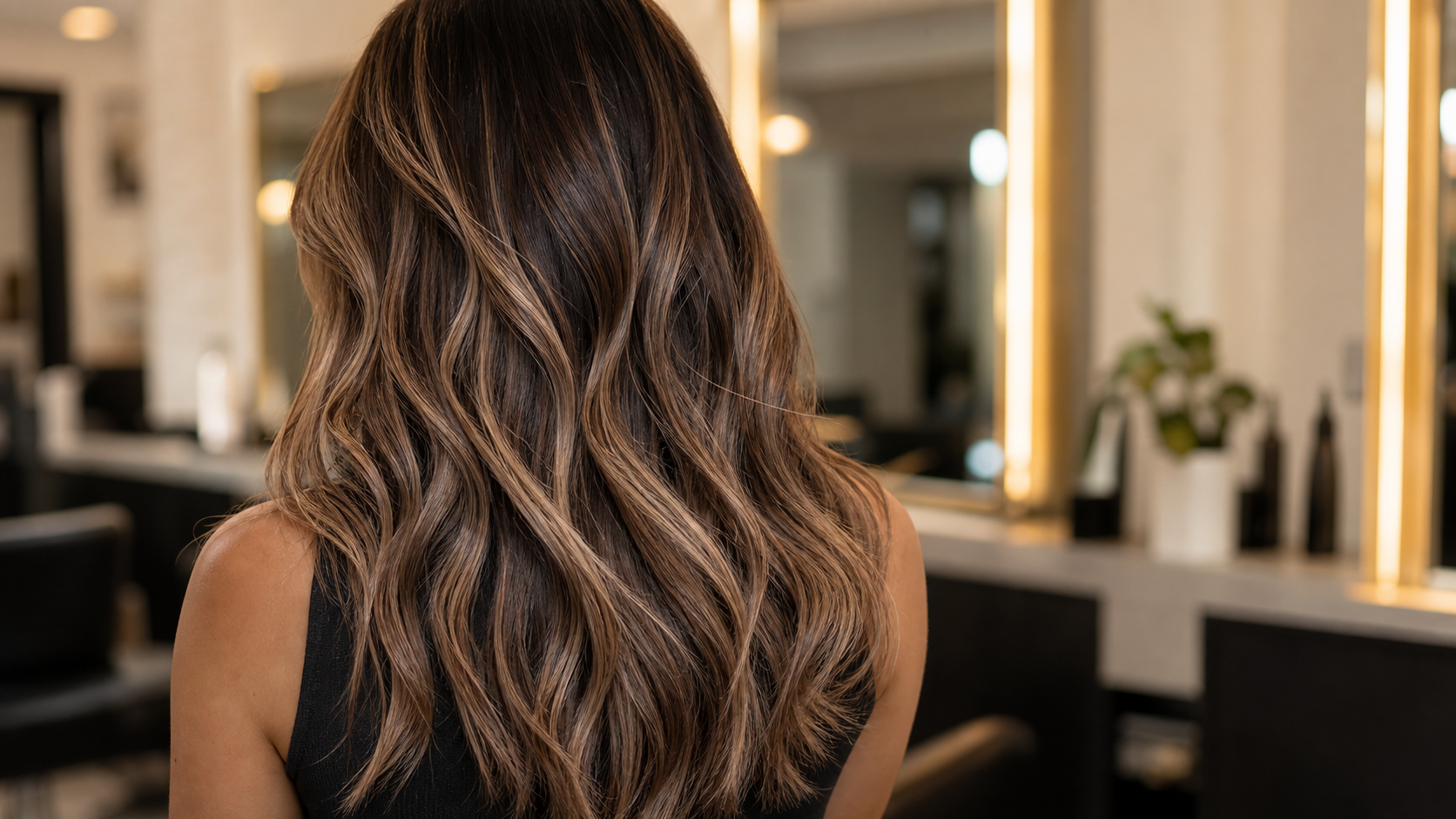 Dimensional brunette blonde hair colour at Fluff Colour Salon in Denver